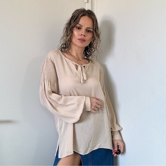 Kobi Halperin Julee Silk Tie-Front Blouse in Champagne - Picture 3 of 14